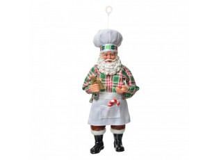 Závěsná vánoční dekorace Santa Claus držící perníček - 10*6*17 cm