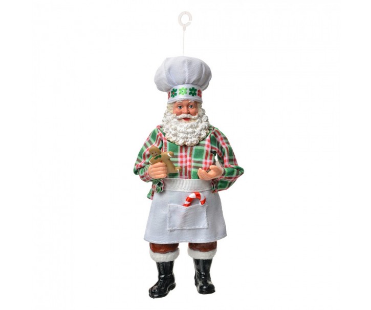Závěsná vánoční dekorace Santa Claus držící perníček - 10*6*17 cm Clayre & Eef