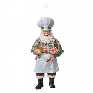 Závěsná vánoční dekorace Santa Claus držící perníček - 10*6*17 cm
