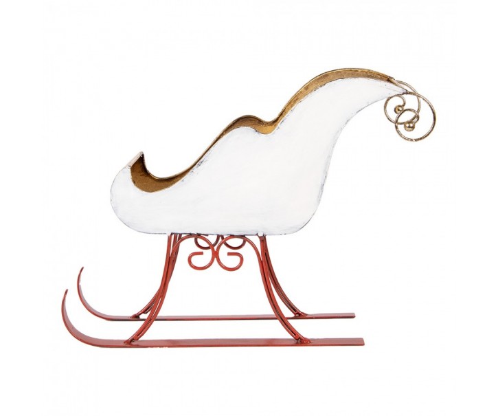 Bílo-zlaté kovové sáně Christmas Sleigh - 38*15*28 cm Clayre & Eef