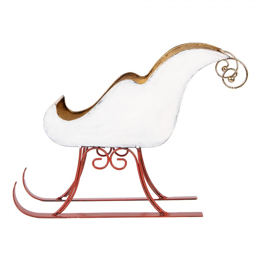 Bílo-zlaté kovové sáně Christmas Sleigh - 38*15*28 cm