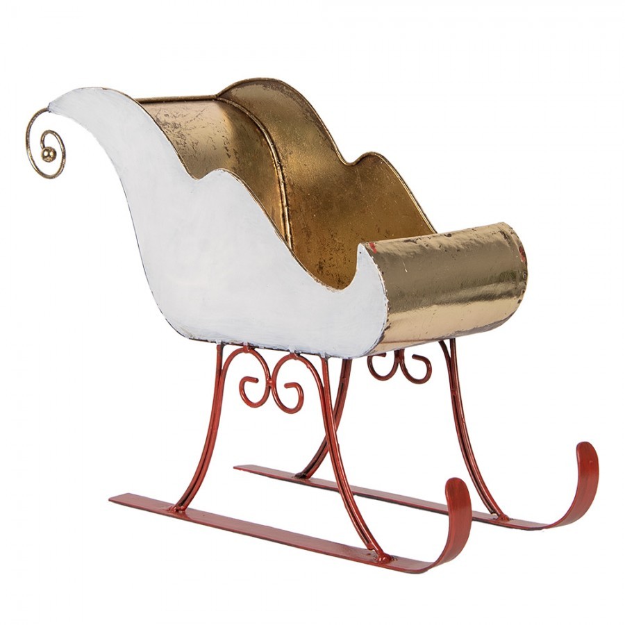 Bílo-zlaté kovové sáně Christmas Sleigh - 38*15*28 cm