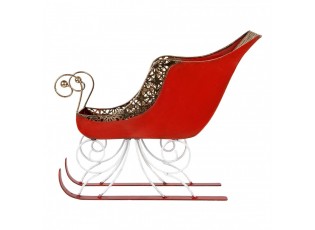 Červeno-zlaté kovové sáně Christmas Sleigh - 37*16*31 cm