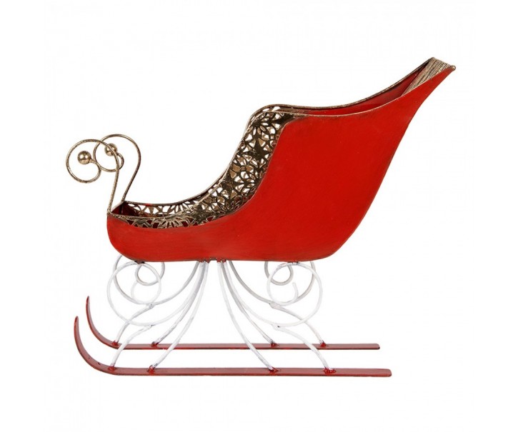 Červeno-zlaté kovové sáně Christmas Sleigh - 37*16*31 cm Clayre & Eef