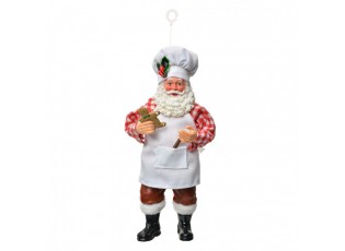 Závěsná vánoční dekorace Santa Claus cukrář držící perníček - 9*6*17 cm