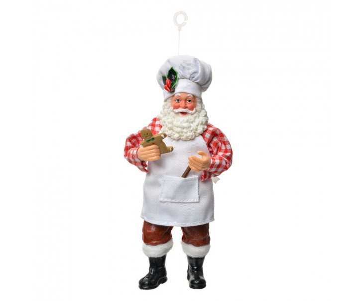 Závěsná vánoční dekorace Santa Claus cukrář držící perníček - 9*6*17 cm Clayre & Eef