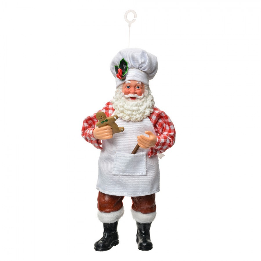 Závěsná vánoční dekorace Santa Claus cukrář držící perníček - 9*6*17 cm