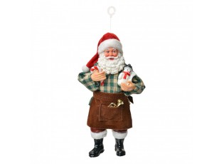 Závěsná vánoční dekorace Santa Claus držící sněhuláka - 9*6*17 cm