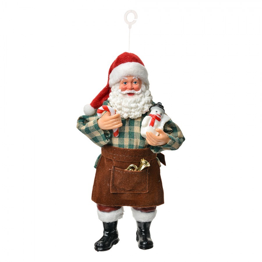 Závěsná vánoční dekorace Santa Claus držící sněhuláka - 9*6*17 cm