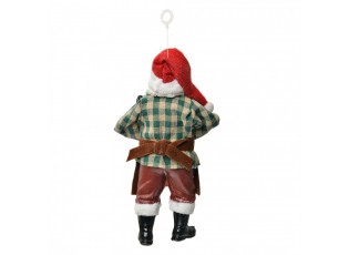 Závěsná vánoční dekorace Santa Claus držící sněhuláka - 9*6*17 cm