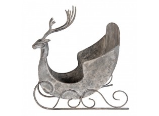 Zinková antik kovová dekorace sáně s jelenem Deer - 44*34*47 cm