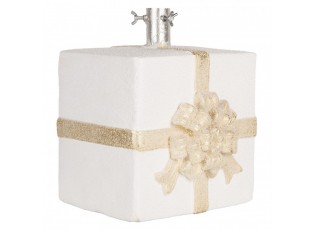 Bílý stojan na stromek ve tvaru dárku Christmas Gift - 26*24*33 cm