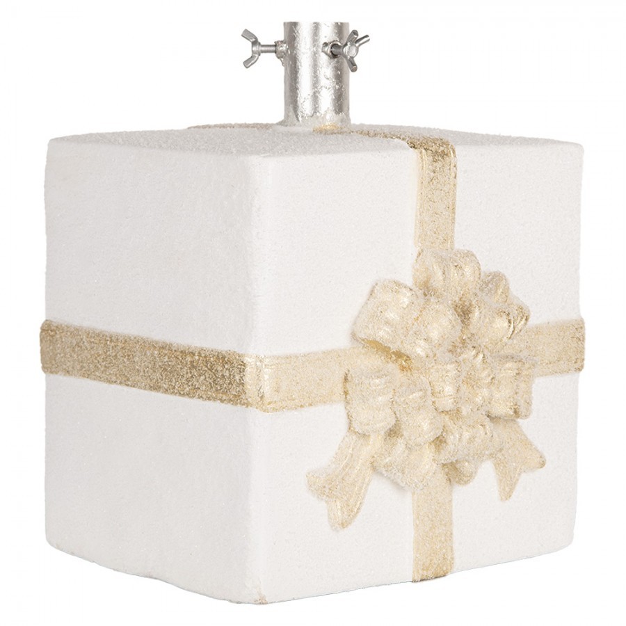 Bílý stojan na stromek ve tvaru dárku Christmas Gift - 26*24*33 cm