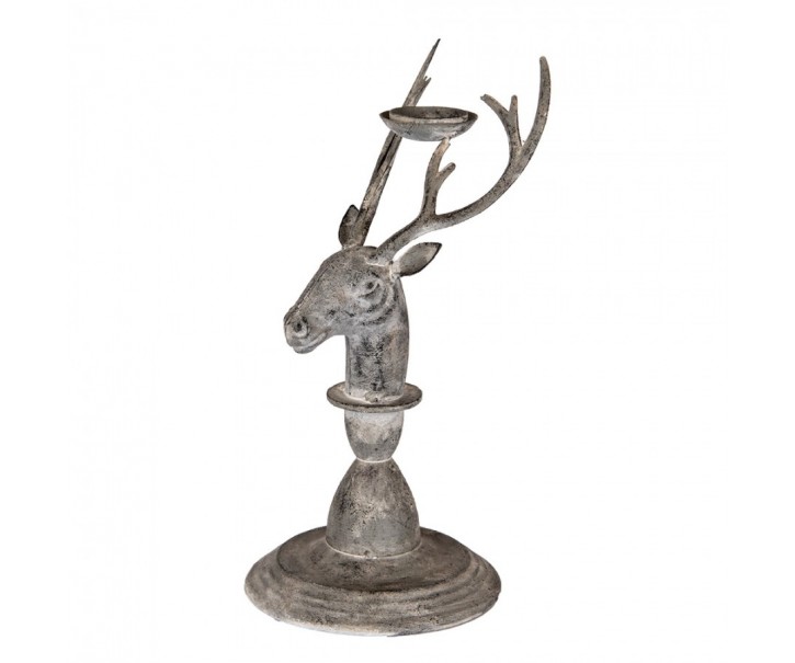Zinkový antik kovový svícen jelen Deer - 17*14*30 cm Clayre & Eef