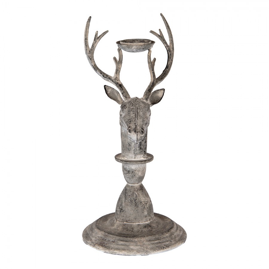 Zinkový antik kovový svícen jelen Deer - 17*14*30 cm