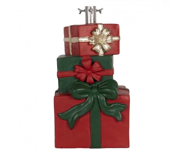 Červeno-zelený stojan na stromek ve tvaru dárků Christmas Gift - 28*26*48 cm Clayre & Eef