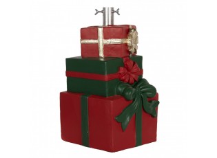 Červeno-zelený stojan na stromek ve tvaru dárků Christmas Gift - 28*26*48 cm