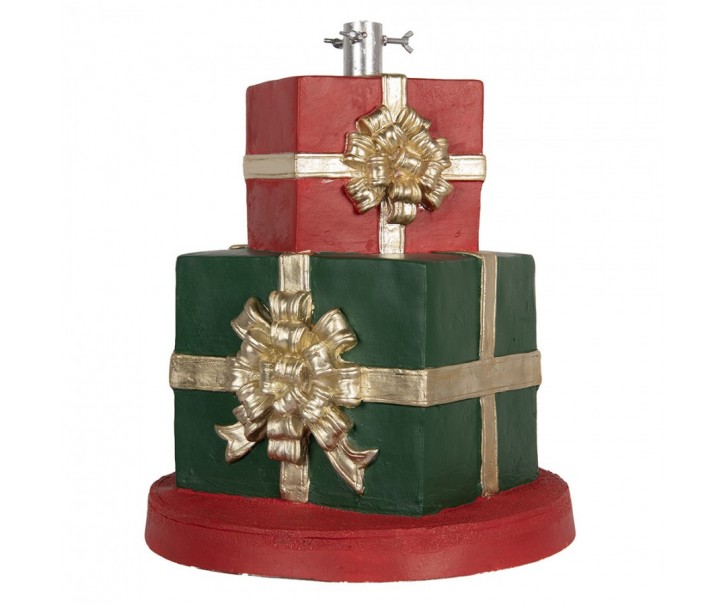 Červeno-zelený stojan na stromek ve tvaru dárků Christmas Gift- Ø 44*54 cm Clayre & Eef