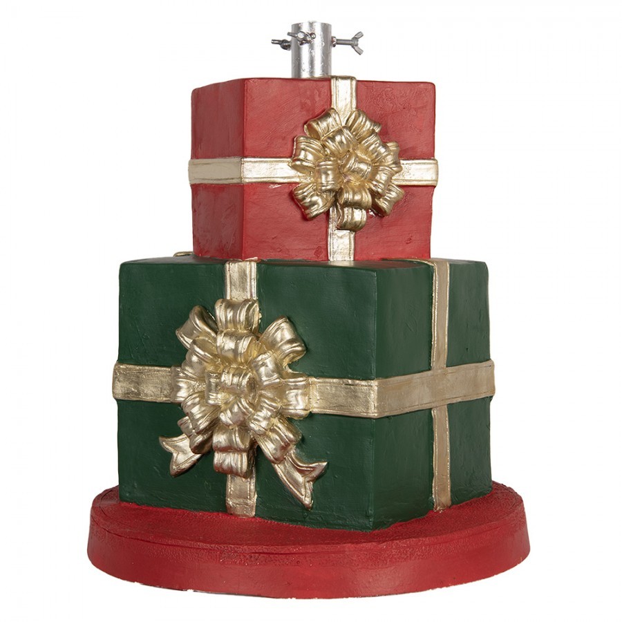 Červeno-zelený stojan na stromek ve tvaru dárků Christmas Gift- Ø 44*54 cm