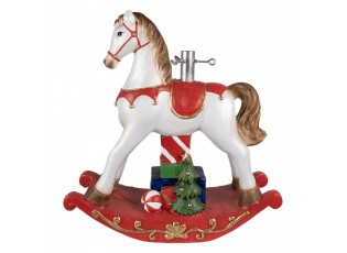 Bílo-červený stojan na stromek houpací koník Rocking Horse - 69*19*64 cm