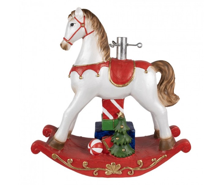 Bílo-červený stojan na stromek houpací koník Rocking Horse - 69*19*64 cm Clayre & Eef