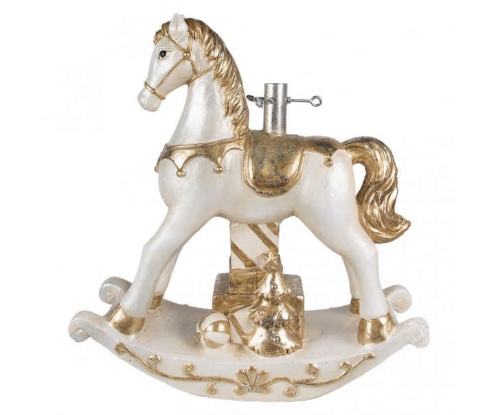 Béžovo-zlatý stojan na stromek houpací kůň Rocking Horse - 60*19*64 cm Clayre & Eef