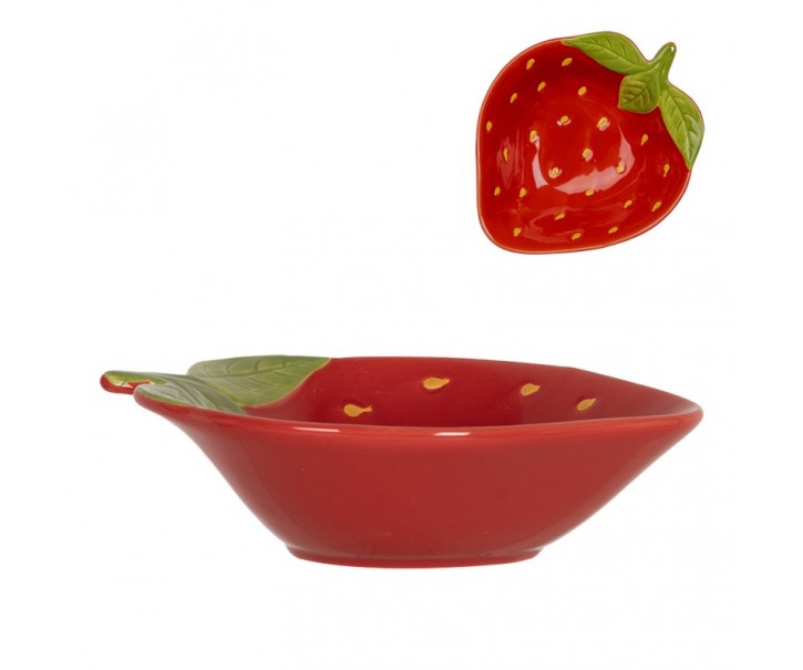 Červená miska ve tvaru jahůdky Strawberries M - 20*16*5 cm / 275 ml Clayre & Eef
