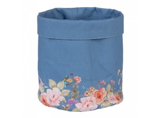 Modrý bavlněný košík na pečivo Flower & Fiesta - Ø 15*16 cm
