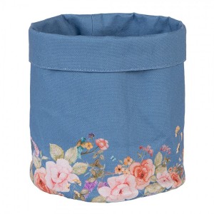Modrý bavlněný košík na pečivo Flower & Fiesta - Ø 15*16 cm
