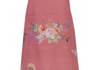 Růžová bavlněná zástěra s květy Flower & Fiesta - 70*85 cm