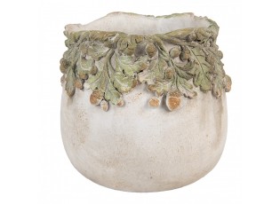 Cementový květináč s dubovými listy a žaludy Acornia M - Ø 19*17 cm