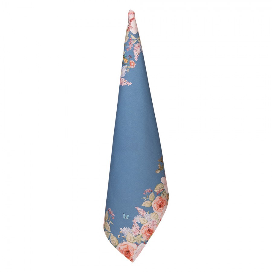 Modrá bavlněná utěrka Flower & Fiesta - 50*70 cm