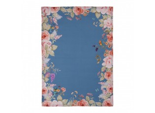 Modrá bavlněná utěrka Flower & Fiesta - 50*70 cm