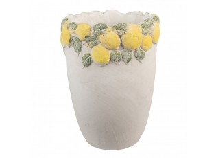 Cementový vysoký květináč lemovaný citróny Lemoni M - Ø 17*23 cm