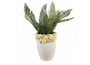 Cementový vysoký květináč lemovaný citróny Lemoni M - Ø 17*23 cm