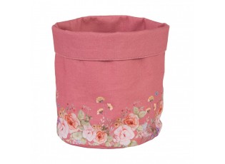 Růžový bavlněný košík na pečivo Flower & Fiesta - Ø 15*16 cm