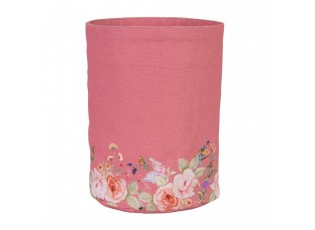 Růžový bavlněný košík na pečivo Flower & Fiesta - Ø 15*16 cm