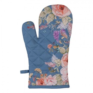 Modrá bavlněná chňapka - rukavice Flower & Fiesta - 18*30 cm