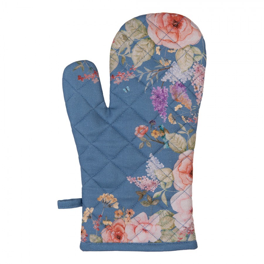 Modrá bavlněná chňapka - rukavice Flower & Fiesta - 18*30 cm