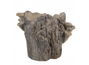 Hnědý cementový květináč kmen stromu s houbami Botanic M - 24*18*18 cm