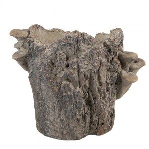 Hnědý cementový květináč kmen stromu s houbami Botanic M - 24*18*18 cm
