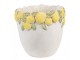 Cementový květináč lemovaný citróny Lemoni M - Ø 20*19 cm Clayre & Eef