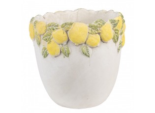 Cementový květináč lemovaný citróny Lemoni M - Ø 20*19 cm
