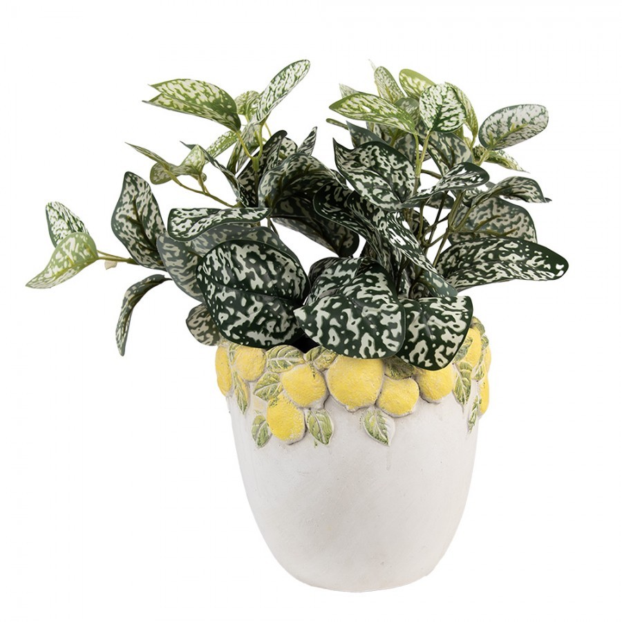 Cementový květináč lemovaný citróny Lemoni M - Ø 20*19 cm
