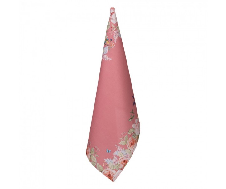 Růžová bavlněná utěrka Flower & Fiesta - 50*70 cm Clayre & Eef