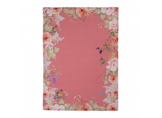 Růžová bavlněná utěrka Flower & Fiesta - 50*70 cm