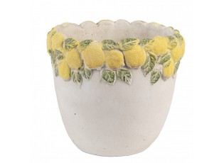 Cementový květináč lemovaný citróny Lemoni S - Ø 16*15 cm
