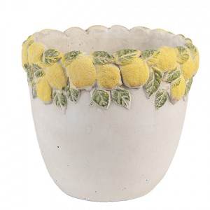 Cementový květináč lemovaný citróny Lemoni S - Ø 16*15 cm
