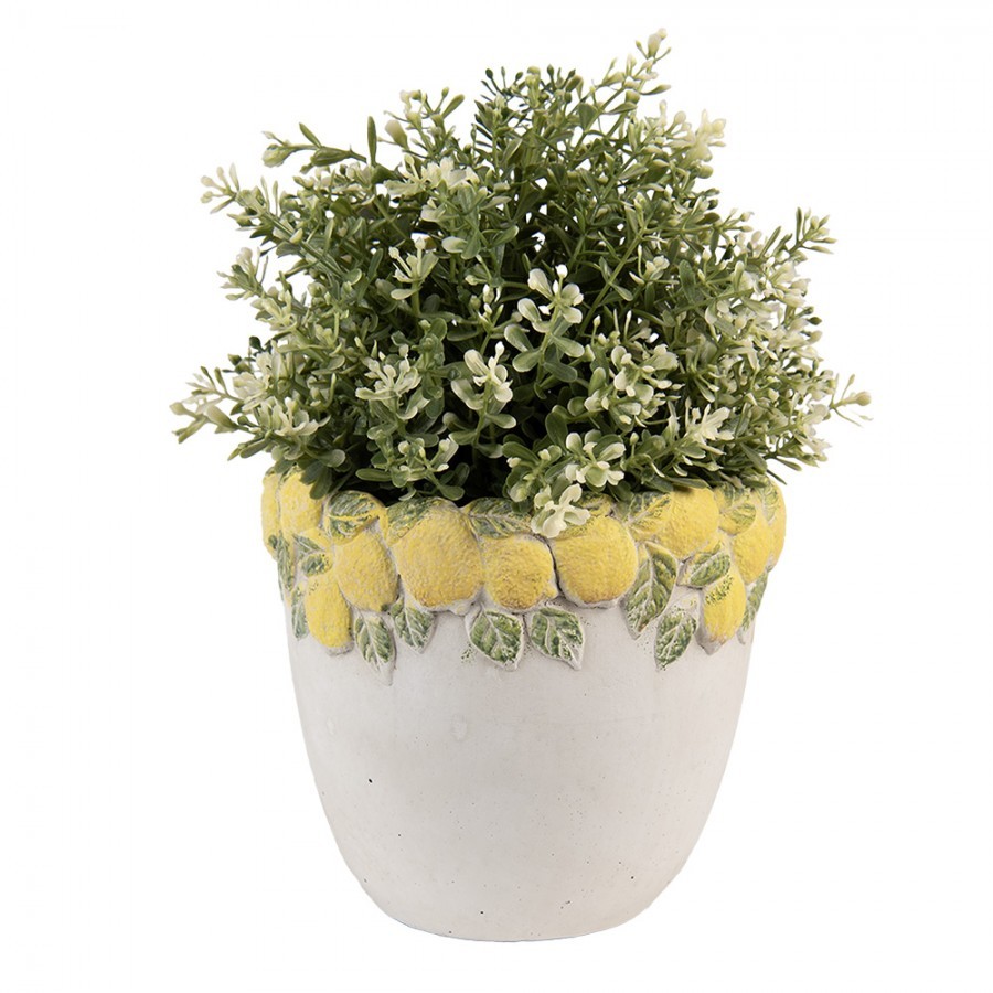 Cementový květináč lemovaný citróny Lemoni S - Ø 16*15 cm
