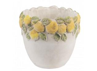 Cementový květináč lemovaný citróny Lemoni - Ø 14*12 cm